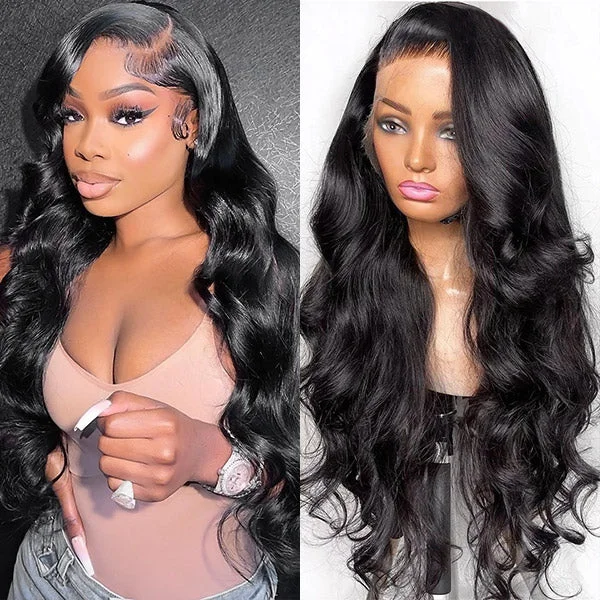 Lace wig with a side - swept bang for a sophisticated lookBody Wave Wig 13x4 Lace Front Wigs Glueless Lace Frontal Human Hair Wigs