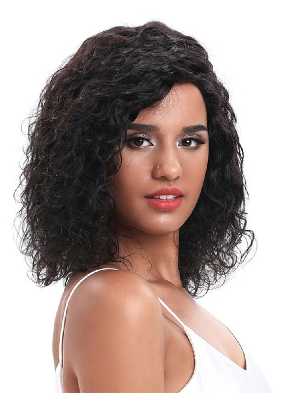 Lace wig with a middle - part for a classic and elegant styleLeona