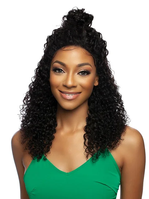 Synthetic lace wig with a heat - resistant formulaMane Concept 100% Unprocessed Human Hair Trill 13x4 HD Lace Wig - TRE2162 JERRY CURL 20