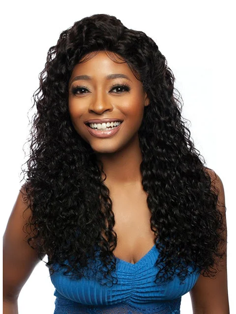 Lace wig with a wispy fringe for a soft and feminine lookMane Concept 100% Unprocessed Human Hair Trill 13x4 HD Lace Wig - TRE2164 DEEP WAVE 24