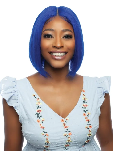 Lace wig with a platinum - blonde color for a bold and trendy lookMane Concept Trill 13A Human Hair HD 6" Deep Pre-Colored Lace Front Wig - ROYAL BLUE STRAIGHT BOB TROC2331