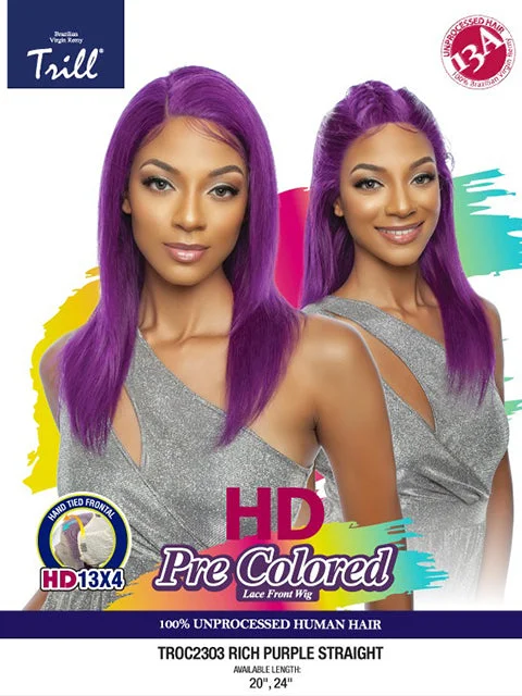 Lace wig with a side - swept bang for a sophisticated lookMane Concept Trill 13A Human Hair HD Pre-Colored 13x4 Lace Front Wig - TROC2303 STRAIGHT