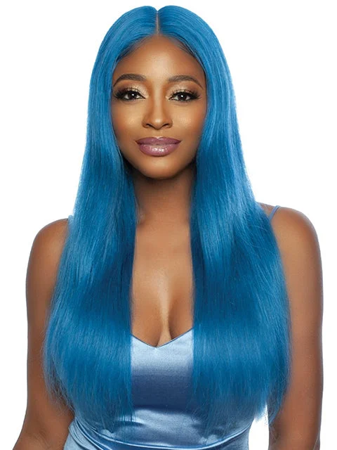 Lace wig with a 13x4 lace frontal for a wide - parting areaMane Concept Trill 13A Human Hair HD Pre-Colored Lace Front Wig - TROC204 COBALT BLUE STRAIGHT