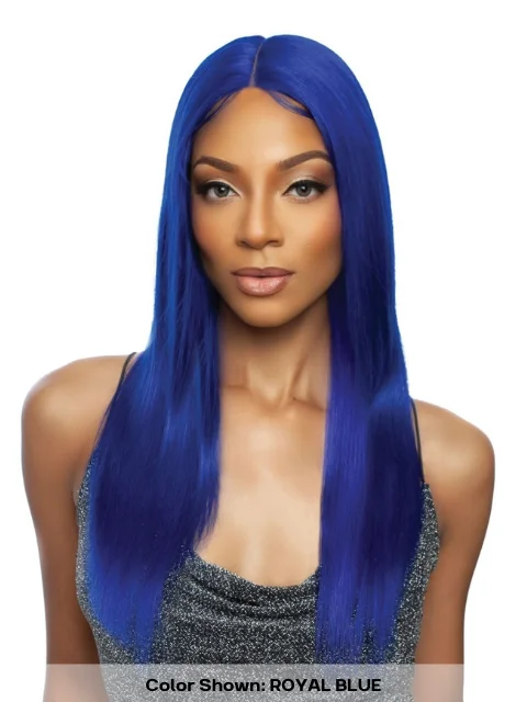 Lace wig with a wavy texture for a beachy lookMane Concept Trill 13A Human Hair HD Pre-Colored Lace Front Wig - TROC213 13A ROYAL BLUE STRAIGHT 24"