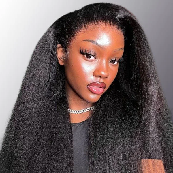 Full - lace wig with a natural - looking hairline for a seamless appearanceMslynn Kinky Straight HD 13X4 Lace Front Human Hair Wigs Yaki Straight Hair