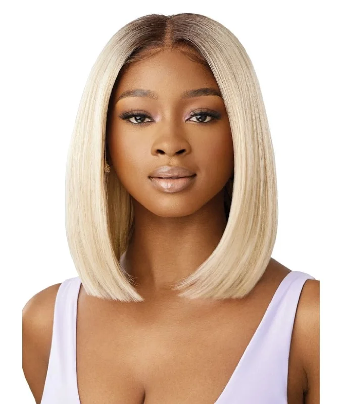 Lace wig with a side - swept bang for a sophisticated lookOutre Airtied Hand Tied Lace Front Wig- Hhb Natural Yaki 12"