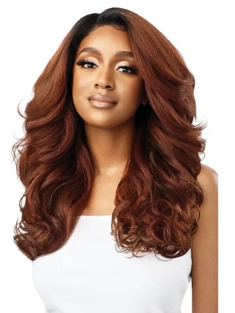 Lace wig with a middle - part for a classic and elegant styleOutre Human Hair Blend 360 Edge 13x6 Glueless HD Lace Front Wig - VELORA