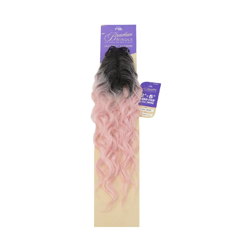 Lace wig with a side - swept bang for a sophisticated lookOUTRE Premium Purple Pack Brazilian Bundle Lace Part Closure 2"x5" Hand-Tied Lace Parting NATURAL WAVE 18"