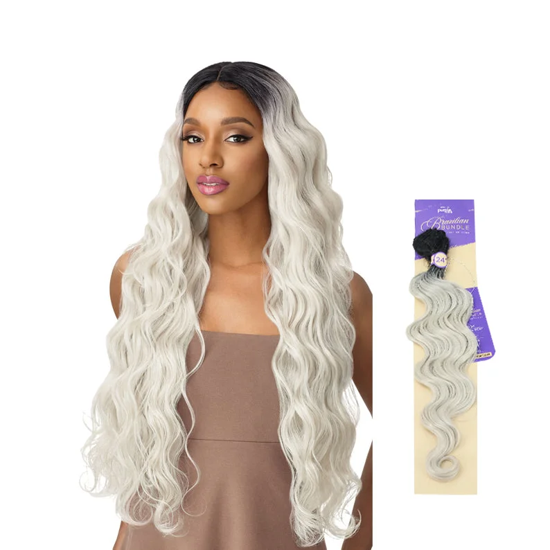 Lace wig with a curly texture for a bold and stylish choiceOUTRE Premium Purple Pack Brazilian Bundle NATURAL BODY