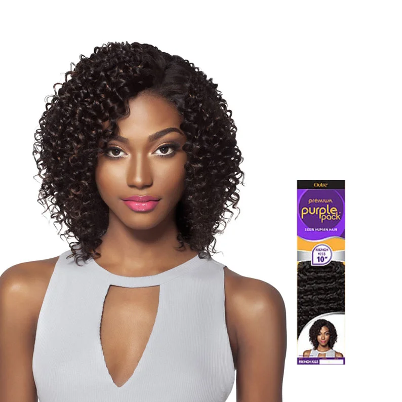 Lace wig with a side - swept bang for a sophisticated lookOUTRE PURPLE PACK 100% Human Hair French Kiss