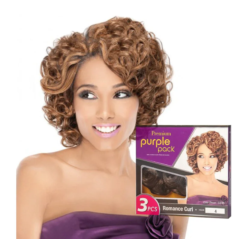 Lace wig with a straight texture for a sleek and minimalist lookOUTRE PURPLE PACK 3pcs Romance Curl