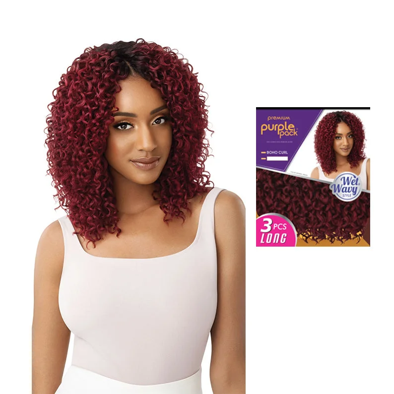 Lace wig with a middle - part for a classic and elegant styleOUTRE Purple Pack 3pcs Wet & Wavy Style Boho Curl