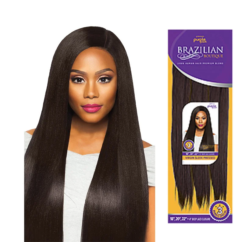 Adjustable - cap lace wig for a comfortable fitOUTRE Purple Pack Brazilian Boutique Virgin Sleek Pressed