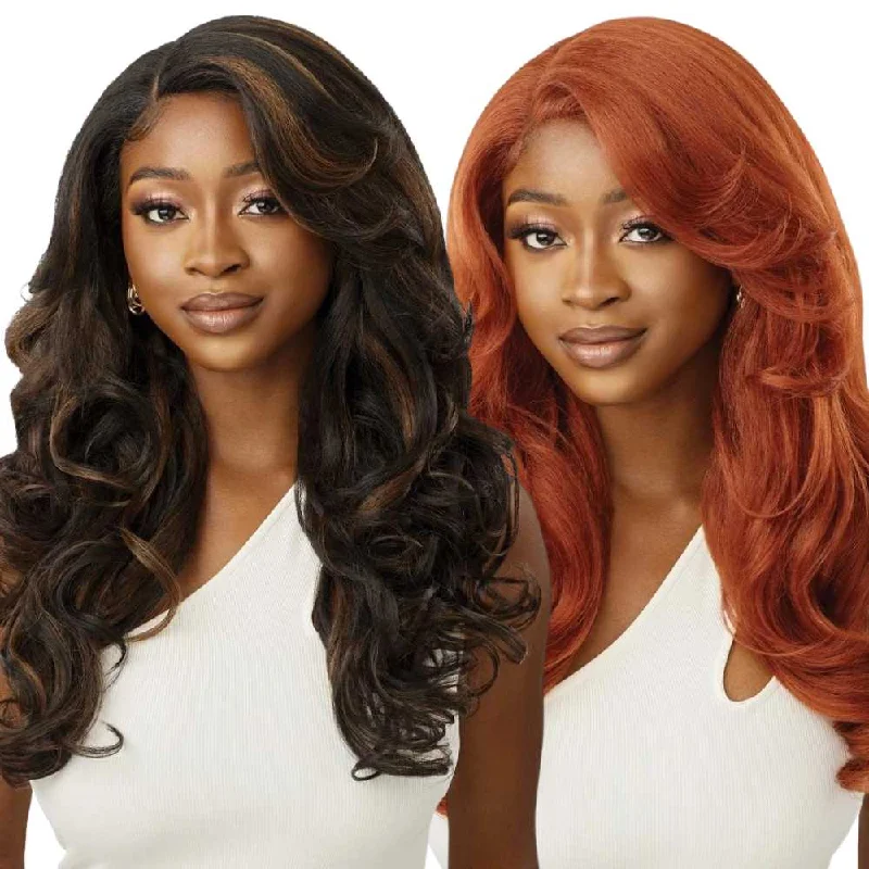 Lace wig with a wavy texture for a beachy lookOutre Synthetic HD Transparent Lace Front Wig - Gaia