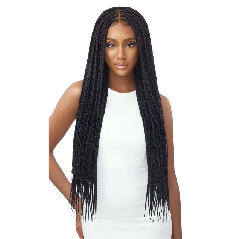 Human - hair lace wig for a luxurious and natural feelOutre Braided Lace Front Wig - Middle Part Feed-In Box Braids 36"