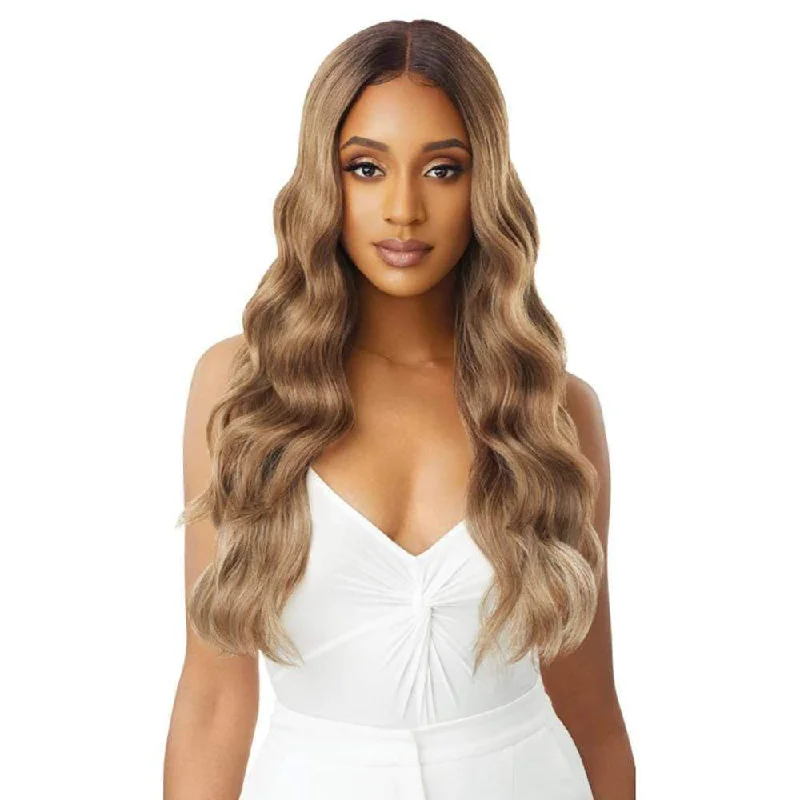 Lace wig with a platinum - blonde color for a bold and trendy lookOutre Synthetic SleekLay Part Lace Front Wig - Idina