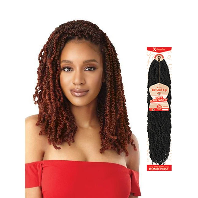 Lace wig with a side - part for a more flattering lookOUTRE Synthetic X-Pression Twitsted Up Crochet Braid Wavy Bomb Twist 18"