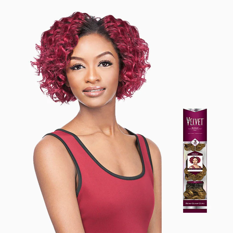 Full - lace wig with a natural - looking hairline for a seamless appearanceOUTRE Velvet Remi Short Series 3pcs Glam Curl