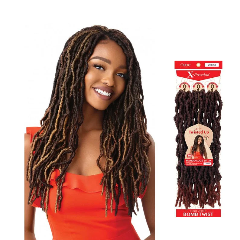 Lace wig with a middle - part for a classic and elegant styleOUTRE X-Pression Twisted Up Crochet Braid 3X MANGO LOCS 18