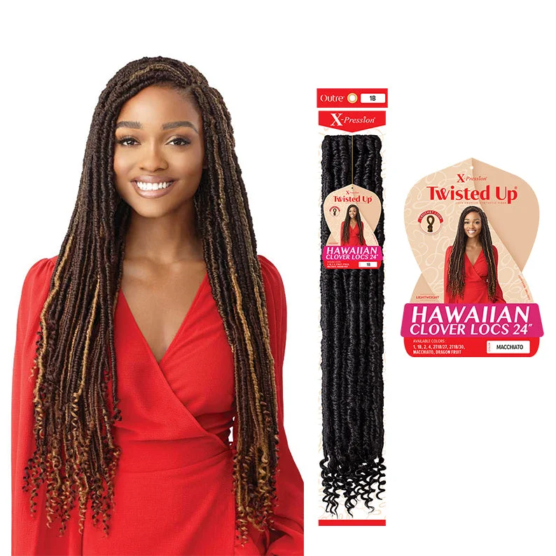 Lace wig in a chocolate - brown color for a rich and warm appearanceOUTRE X-Pression Twisted Up HAWAIIAN CLOVER LOCS 24"