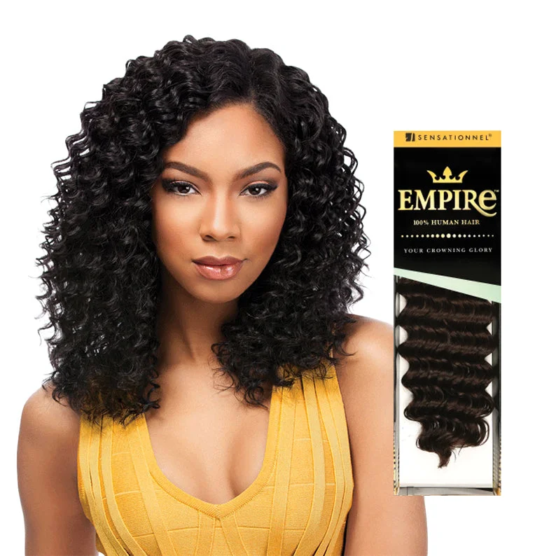 Lace wig with a 13x4 lace frontal for a wide - parting areaSENSATIONNEL EMPIRE 100% Human Hair Deep Wave