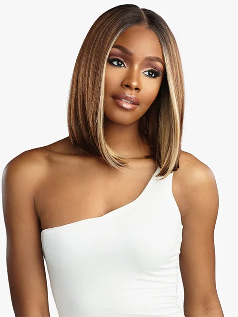 Lace wig with a middle - part for a classic and elegant styleSensationnel Human Hair Blend HD Butta Lace Front Wig - BOB 12