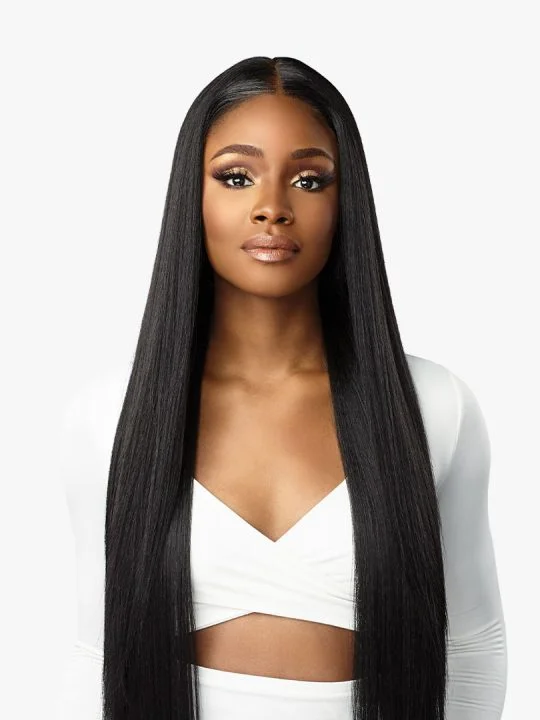 Lace wig with a curly texture for a bold and stylish choiceSensationnel Human Hair Blend HD Butta Lace Front Wig - STRAIGHT 32" SALE