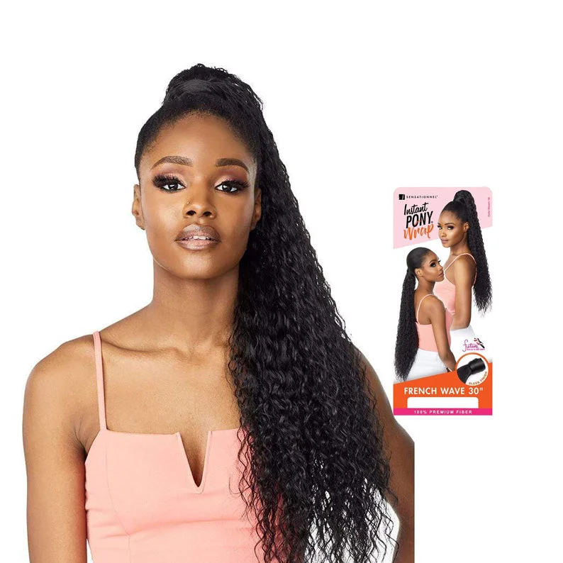 Lace wig with a straight texture for a sleek and minimalist lookSENSATIONNEL INSTANT PONY WRAP French Wave 30"