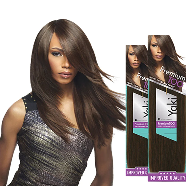 Synthetic lace wig with a heat - resistant formulaSENSATIONNEL PREMIUM TOO 100% Human Hair Yaki