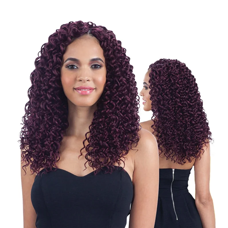 Lace wig with a wispy fringe for a soft and feminine lookSHAKE N GO FREETRESS Braid Beach Curl 12"