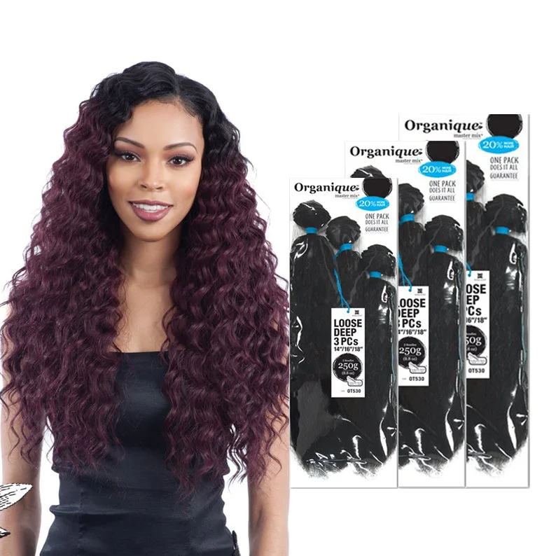 Lace wig with a 13x4 lace frontal for a wide - parting areaSHAKE N GO ORGANIQUE Mastermix Bundle Hair Loose Deep 3pcs