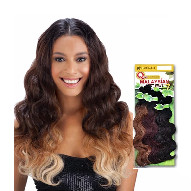 Full - lace wig with a natural - looking hairline for a seamless appearanceSHAKE N GO QUE Malaysian Body Wave 7pcs