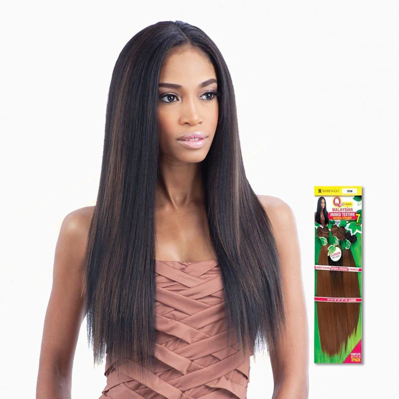 Synthetic lace wig with a heat - resistant formulaSHAKE N GO QUE Malaysian Ironed Texture Straight 7pcs