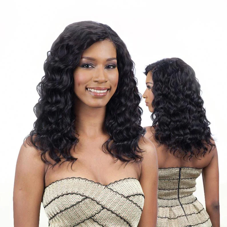 Lace wig with a 13x4 lace frontal for a wide - parting areaSHAKE N GO SAGA NAKED Brazilian Remy Natural Loose Deep Wave 7pcs