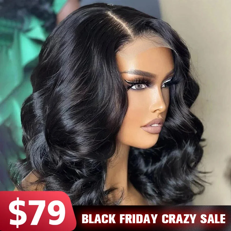 Lace wig with a straight texture for a sleek and minimalist lookSuper Deal Short Bob Wig Loose Body Wave Pre Cut 6x5 HD Lace Closure Glueless Wig