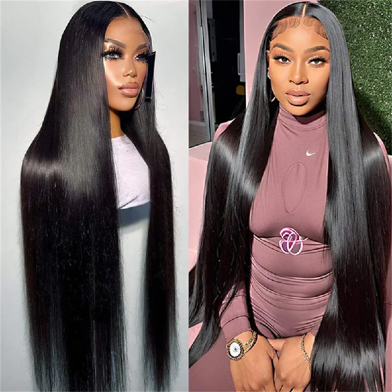 Lace wig with a straight texture for a sleek and minimalist lookHairsmarket Straight Lace Front Wigs Glueless Human Hair Wigs HD Invisible 13x4 Lace Frontal Wigs 30 Inch Wig