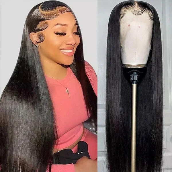 Lace wig with a side - part for a more flattering lookUndetectable Lace Wigs Straight Human Hair Wigs 13x4 HD Lace Frontal Wig 30 Inch