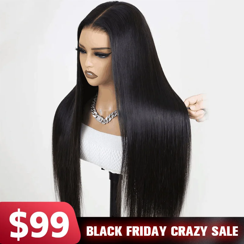 Lace wig with a middle - part for a classic and elegant styleStraight Ready To Go 6x5 HD Lace Wig 13x4 13x6 HD Lace Front Glueless Wig Pre Bleached Knots