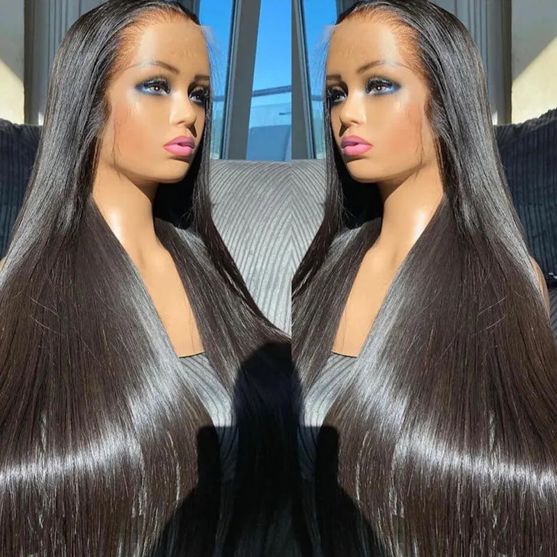 Lace wig with a pre - bleached knot for a natural - looking scalpStraight Virgin Human Hair High Density 5x5 13x4 13x6 HD Lace Front Wigs