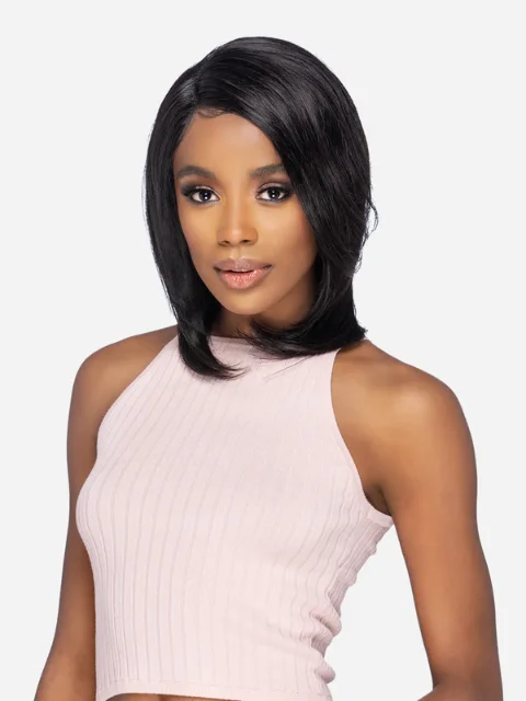 Lace wig in a chocolate - brown color for a rich and warm appearanceVivica A Fox 100% Brazilian Human Hair HD Lace Front Wig - RUBY