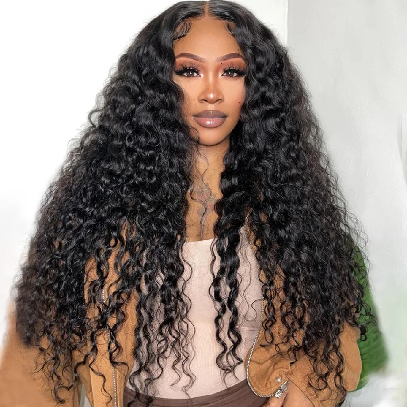 Lace wig with a side - part for a more flattering lookWater Wave Pre Cut 6x5 HD Lace Wear And Go Wig 13x4 13x6 HD Lace Front Glueless Wig