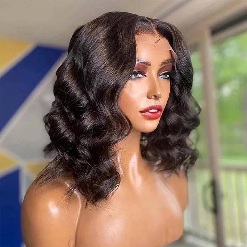 Lace wig with a wispy fringe for a soft and feminine lookGlueless Middle Part Wavy Wave 5x5 13x4 HD Lace Wigs Beginner Friendly Wig