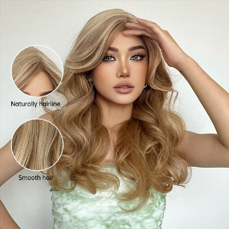 Long - length wig with a side - part for a more flattering look21 Inches Big Loose Curls Synthetic Wig