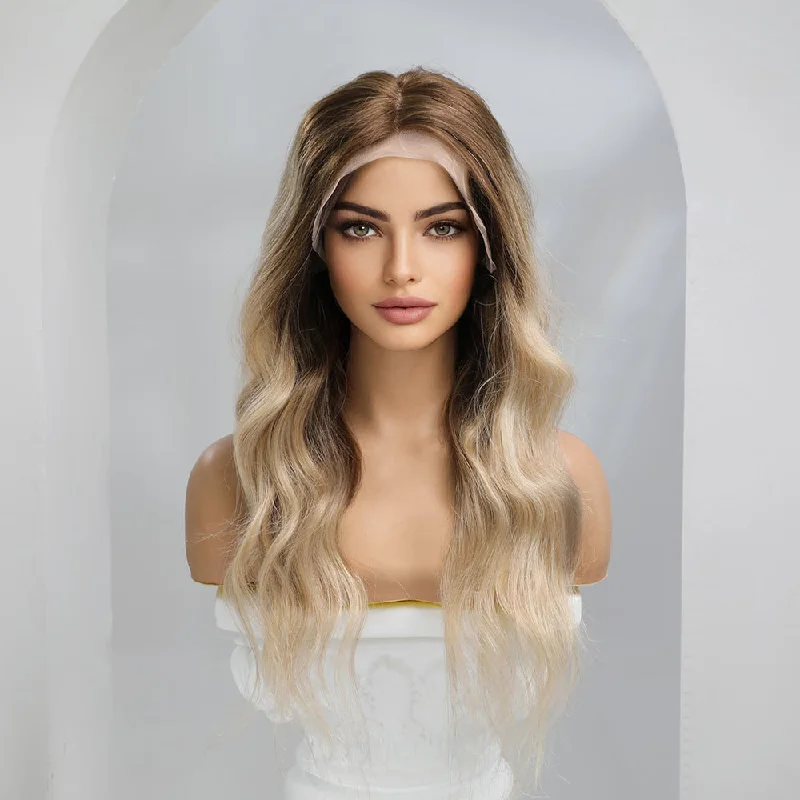 Long - length wig with a honey - blonde color for a warm and sunny appearance22 Inches Beach Waves 100% Remy Human Hair Wig  -  Cassandra