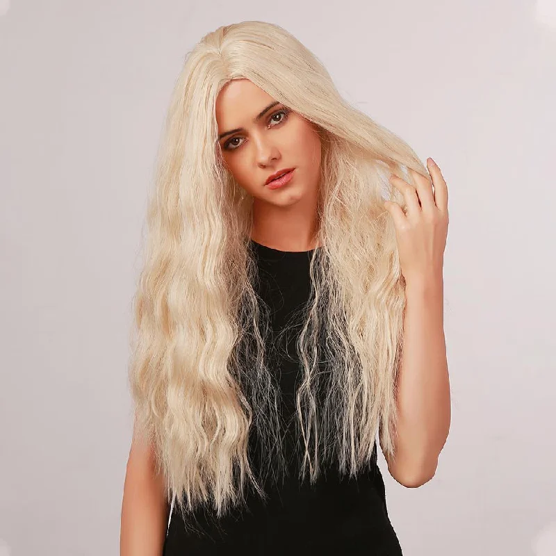 Synthetic long - length wig with a natural - looking texture22 Inches Loose curls Warm blonde Synthetic Wigs