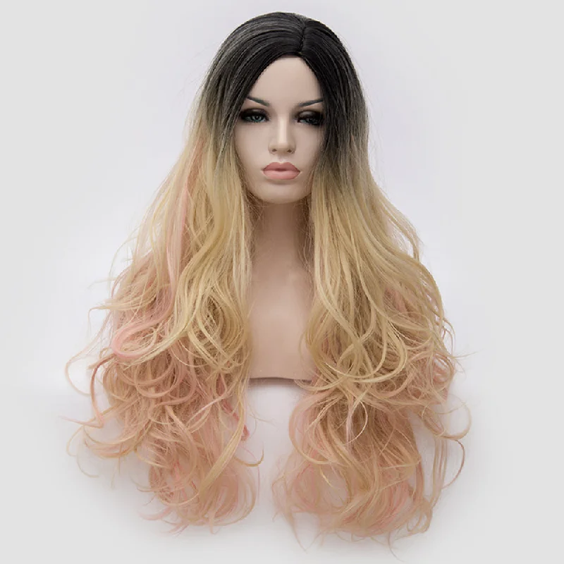 Long - length wig with a pre - plucked hairline for a more natural lookAC129