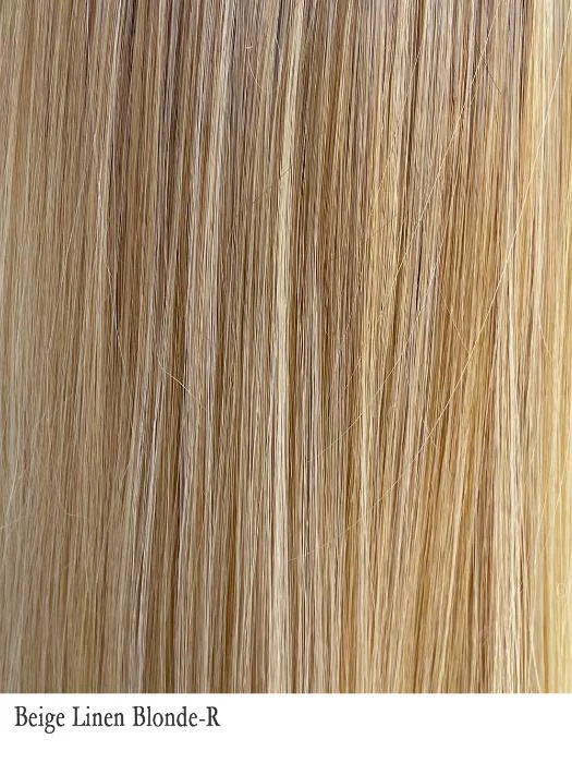 BEIGE LINEN BLONDE-R | 16/22/613+8 | Neutral beige color blonde mixed with medium and dark blonde, highlighted using ash blonde with medium brown root color