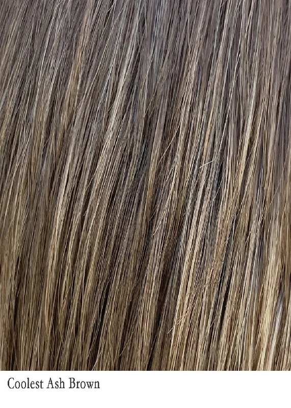 COOLEST ASH BROWN 8/14 | Unrooted, combination of light ash brown, cool medium brown with a hint of dark blonde subtle highlights