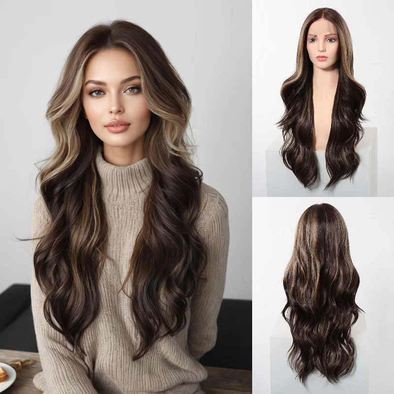 Long - length wig with a curly fringe for a playful and youthful vibeCocoa Waves - Luxe Body Wave Blowout Wig | 13x6 Lace Part with Free Parting