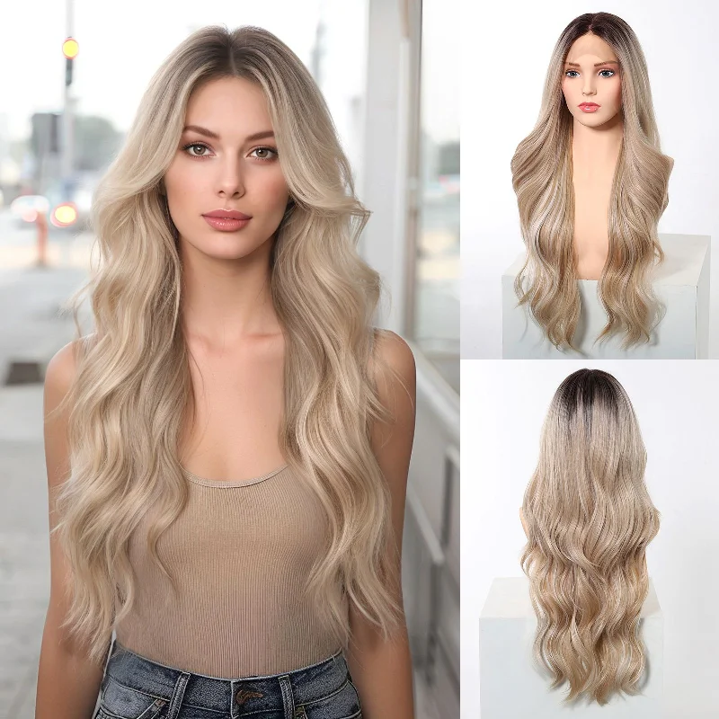 Long - length wig with a pre - bleached knot for a natural - looking scalpHairCube Blonde Long Wavy Lace Wig | 13x6 Free Parting with Soft Curls